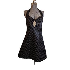 Blondie Nites by Linda Bernell Polka Dot Formal Halter Dress Size 7